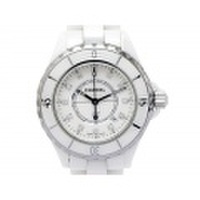 新着価格破壊【CHANEL シャネル】J12 白セラミック/SS 12Pダイヤ クォーツ デイト レディース 4530-0