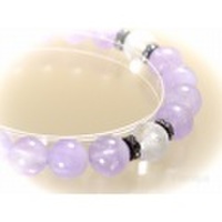 水晶四神彫刻ビーズとラベンダーアメジストのブレスレット