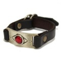 正規取扱店 HTC #ID VINTAGE BRACELET(IDヴィンテージブレスレット) ヴィンテージブラックレザーxレッドストーン