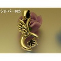 大人仕様でシニア世代にもお勧めのアクセサリー！シルバー925 三日月 クロス ウイング ペンダントトップ