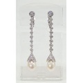 淡水パール＆CZドロップイヤリング/ピアス