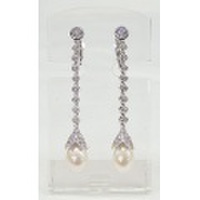 淡水パール＆CZドロップイヤリング/ピアス