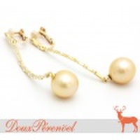 南洋ゴールデンパール ダイヤ イヤリング K18YG 13.3mm D:0.50 D:0.50 [真珠 18金イエローゴールド]