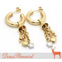 流れ星 デザイン ピアス 750YGWG(K18YGWG) [スター 18金 コンビ レディース]