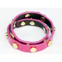 !新着【TORY BURCH トリーバーチ】レザー ブレスレット エナメルピンク 16cm レディース 72465-35