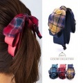 バナナクリップ　チェック柄　リボン　バナナクリップ　サテン　３連リボン　上品　ヘアアクセサリー　デイリー　ヘアアクセサリー　ヘアクリップ　バナナクリップ　シンプル　大人可愛い　バナナクリップ　ヘアクリップ　ヘアアクセサリー　ヘアアクセ　オフィス