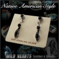 クリックポストのみ送料無料！ピアス　シルバー925　オニキス　イヤリング　インディアンジュエリー Native American Style Sterling Silver Pierced Stud Earrings Onyx (ID se2469)