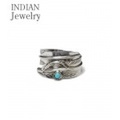INDIAN JEWELRY ナバホ族アーティストの作品『NAVAJO FEATHER SILVER RING TURQUOISE』【アメカジ・ネイティブ】IJ-129
