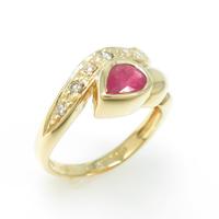 K18YG ルビーピンキーリング