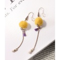 ポンポンチェーンタッセルピアス/3カラー