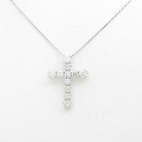 K18WG クロス ダイヤモンドネックレス