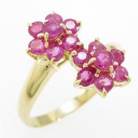 K18YG フラワー ルビーリング20％引き