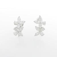 K14WG フラワー ダイヤモンドイヤリング