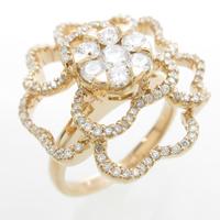 K18PG フラワー ダイヤモンドリング