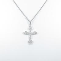 K18WG クロス ダイヤモンドネックレス