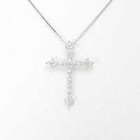 K18WG クロス ダイヤモンドネックレス