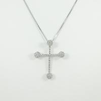 K18WG クロス ダイヤモンドネックレス20％引き