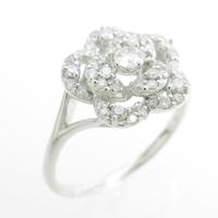 K18WG フラワー ダイヤモンドリング