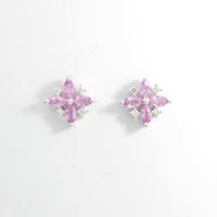 K18WG フラワー ピンクサファイヤピアス10％引き