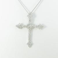 K18WG／750WG クロス ダイヤモンドネックレス