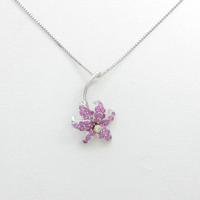 K18WG／K18YG フラワー ピンクサファイヤネックレス