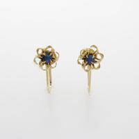 K18YG フラワー サファイヤイヤリング