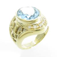 K18YG／PT アクアマリンリング