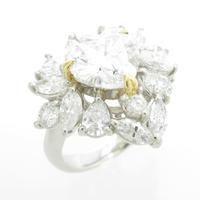 、PT／K18YG ダイヤモンドリング 2．019ct・E・SI1・ハートシェイプ