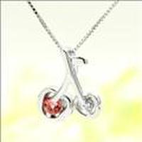 【送料無料】Jeunefille-ジュヌフィーユ-K10ホワイトゴールド×ダイヤモンド・ピンクトルマリンチェリーネックレス