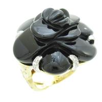 K18YG／PT ローズ オニキスリング