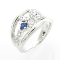 K18WG フラワー サファイヤリング30％引き