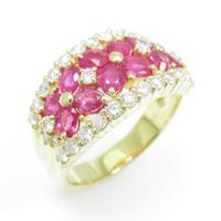 K18YG フラワー ルビーリング