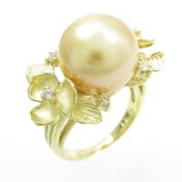 K18YG フラワー シロチョウパールリング