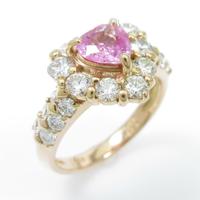 K18PG ハート ピンクサファイヤリング