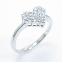 K18WG ハート パヴェ ダイヤモンドリング