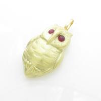 K18YG ミミズク ルビーペンダント