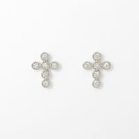【リメイク】K18WG クロス ダイヤモンドピアス
