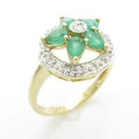 14KYG／14KWG フラワー エメラルドリング