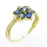 K18YG フラワー サファイヤリング