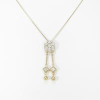 K18YG フラワー ダイヤモンドネックレス