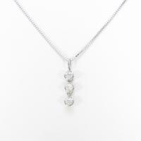 K18WG 2WAY スリーストーン ダイヤモンドネックレス