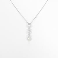 K18WG スリーストーン ダイヤモンドネックレス