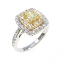 PT／K18YG ダイヤモンドリング 0．535ct・FIY・VVS2・クッションカット