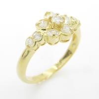 K18YG フラワー ダイヤモンドリング