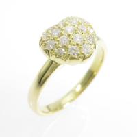 K18YG ハート パヴェ ダイヤモンドリング