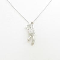 K18WG リボン ダイヤモンドネックレス
