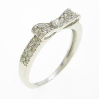 K18WG リボン ダイヤモンドリング