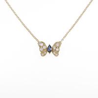 K18YG バタフライ サファイヤネックレス