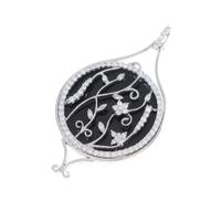 K18WG フラワー オニキスペンダント