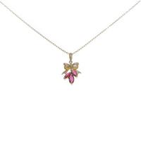 K18YG リボン ルビーネックレス